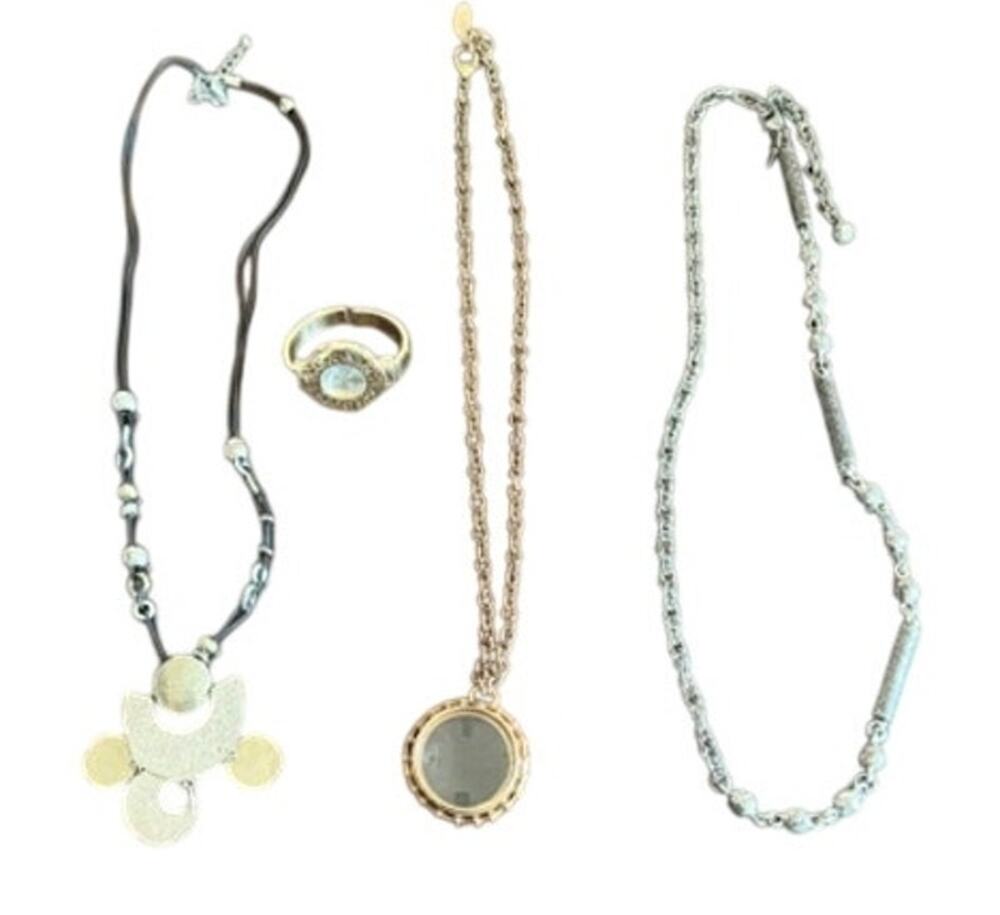 Chico's Jewelry & Watch Lot 4 Pieces Statement Necklaces Gold Tone Watch Bundle